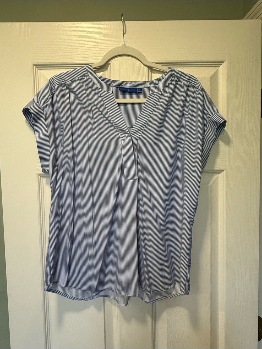 Blue Striped V-Neck Women's Top - Apt 9